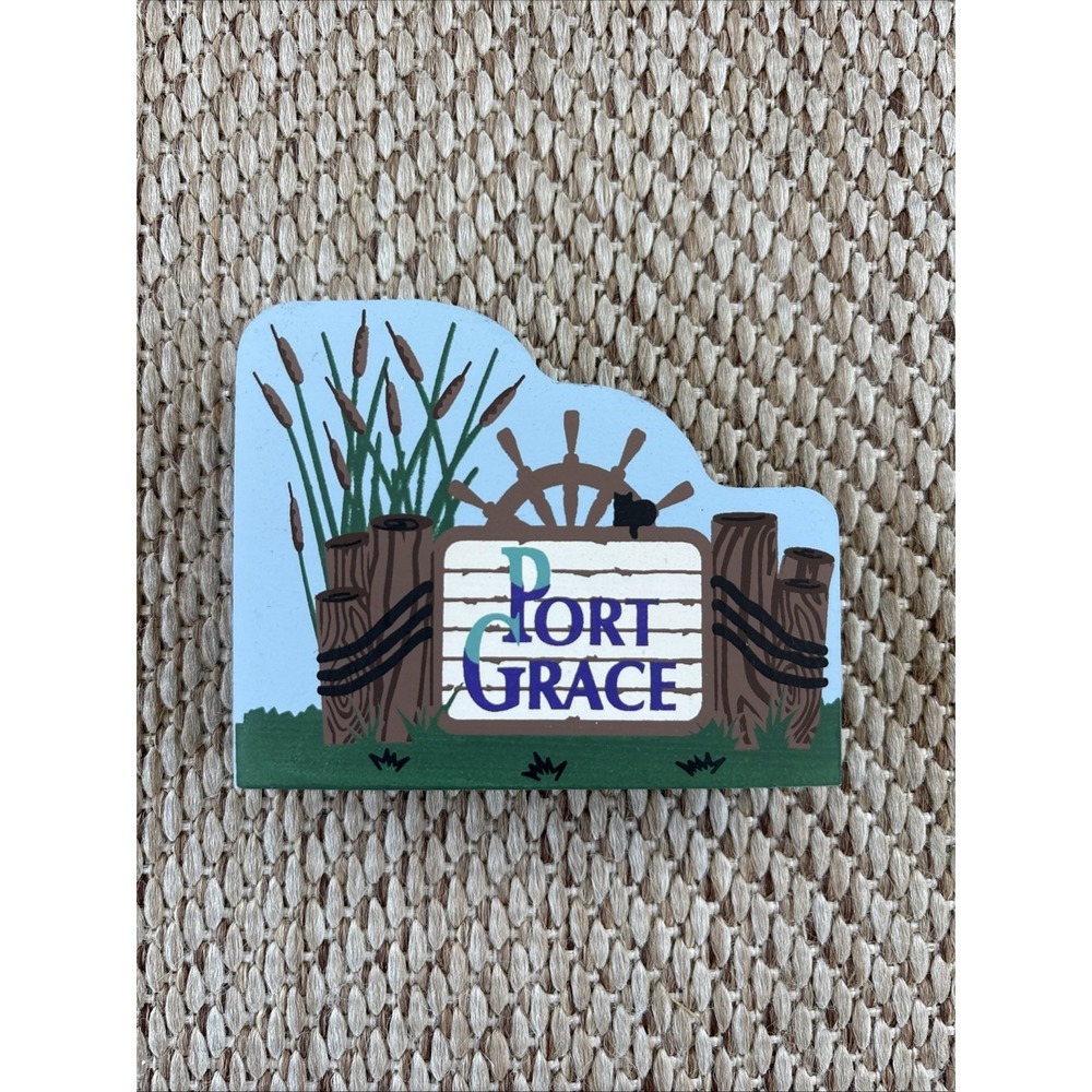 The Cats Meow Village "Port Grace Town Sign" Port Grace Collection Shelf Sitter